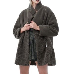French Connection Irenea Water Resistant Mix Faux Shearling Swing Coat